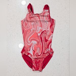 BEAUTIFUL GK ELITE Gymnastic Dance Leotard Medium RESIN POUR Swirl PSYCHEDELIC